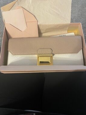 Miu Miu Blush Pink Logo wallet and box